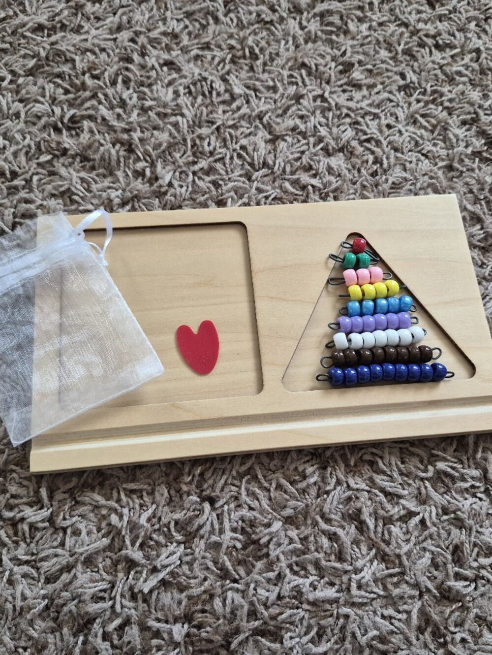 Wooden Bead Counting Board with Colorful Beads